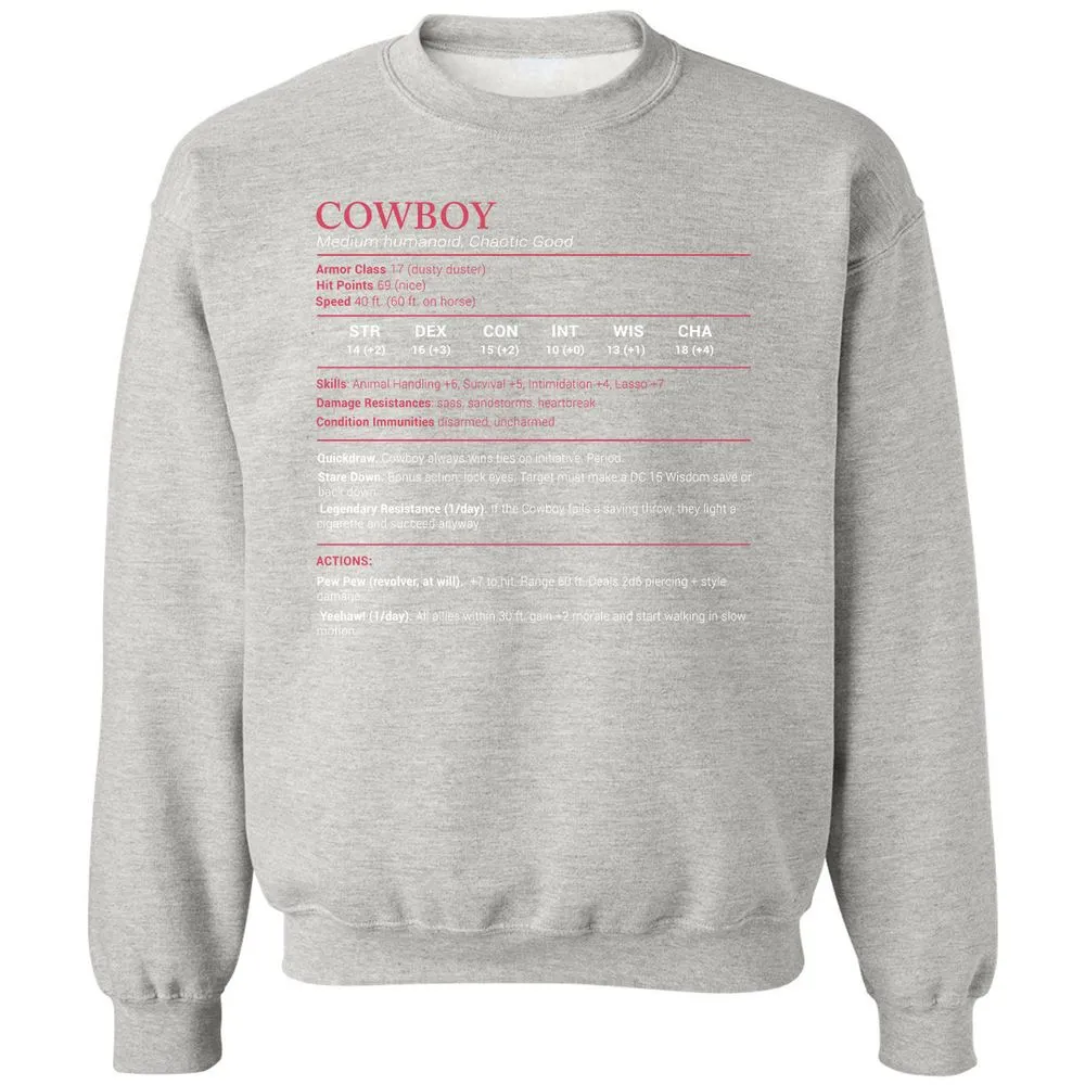 Cowboy Stats Classic Unisex Sweatshirt - Ash - 8