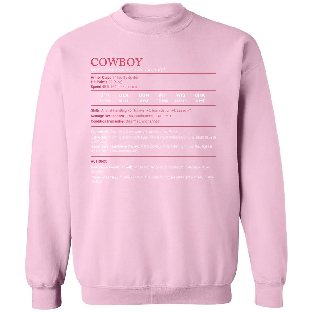 Cowboy Stats Classic Unisex Sweatshirt - Light Pink - 3