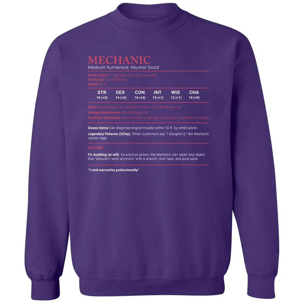 Mechanic Stats Classic Unisex Sweatshirt - Purple - 6