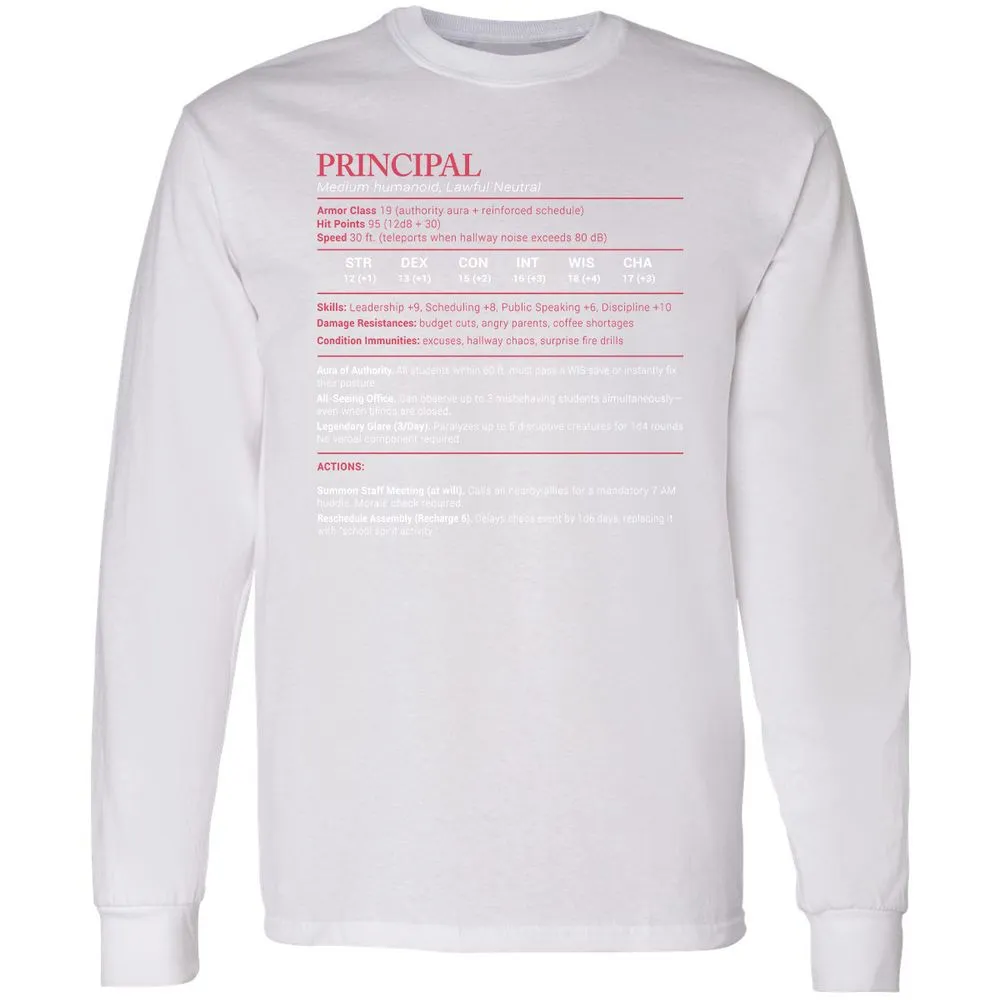 Principal Stats Long Sleeve T-Shirt - White - 5