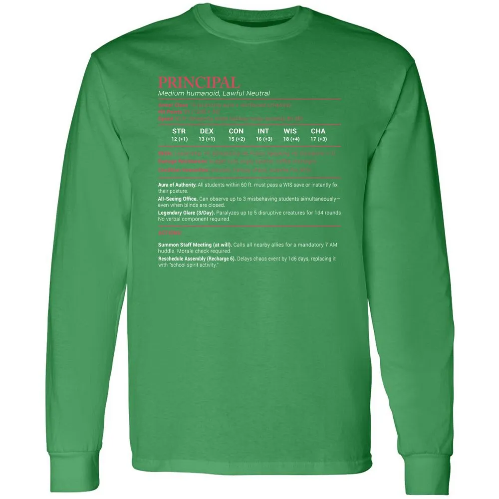 Principal Stats Long Sleeve T-Shirt - Irish Green - 10