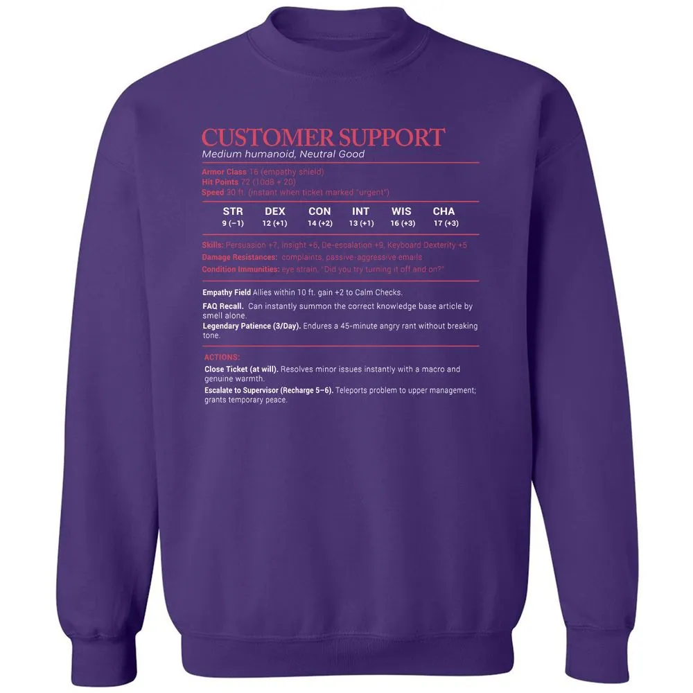 Customer Support Stats Classic Unisex Sweatshirt - Purple - 6
