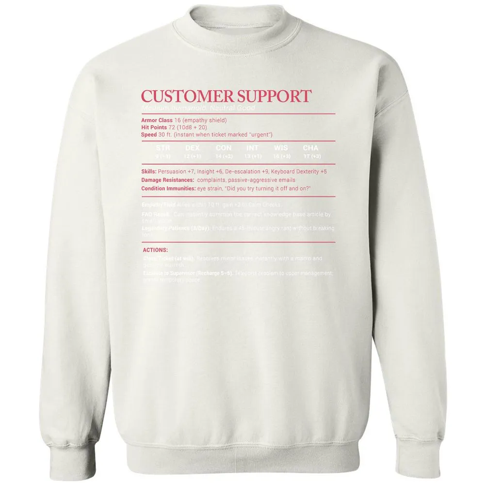 Customer Support Stats Classic Unisex Sweatshirt - White - 12