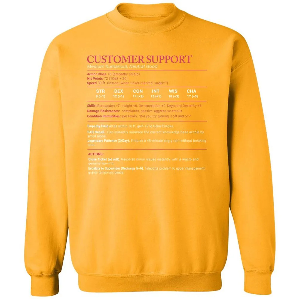 Customer Support Stats Classic Unisex Sweatshirt - Gold - 11