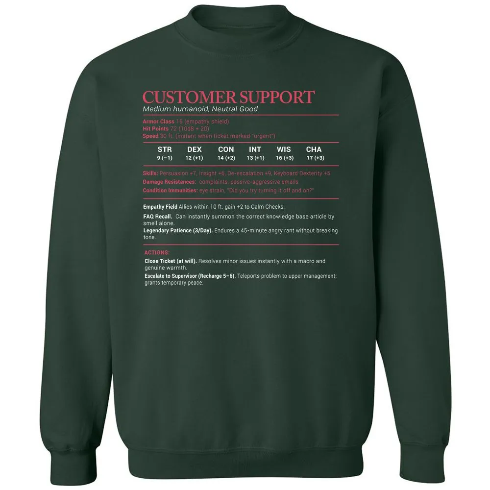 Customer Support Stats Classic Unisex Sweatshirt - Forest Green - 4