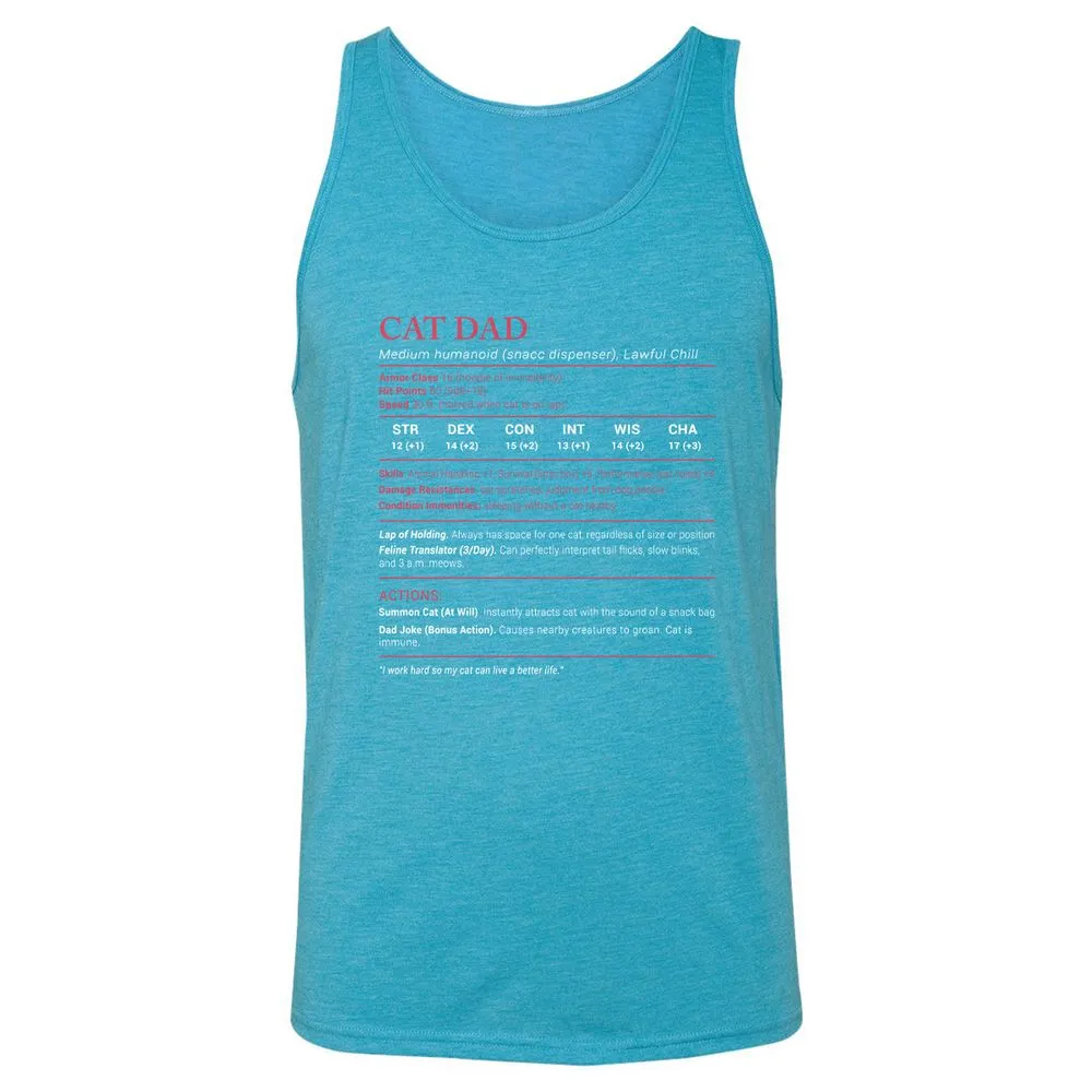 Cat Dad Stats Unisex Jersey Tank - Aqua Triblend - 3
