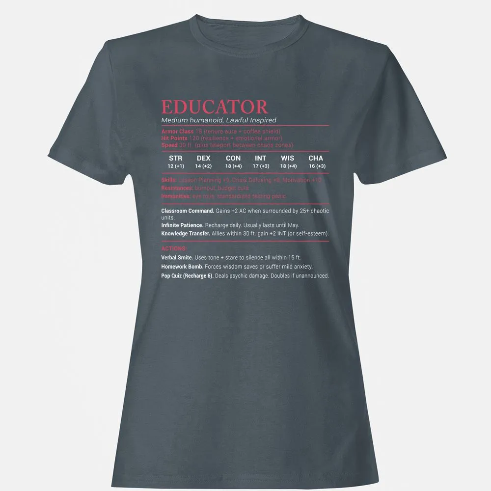 Educator Stats Women's T-Shirt - Charcoal - 3