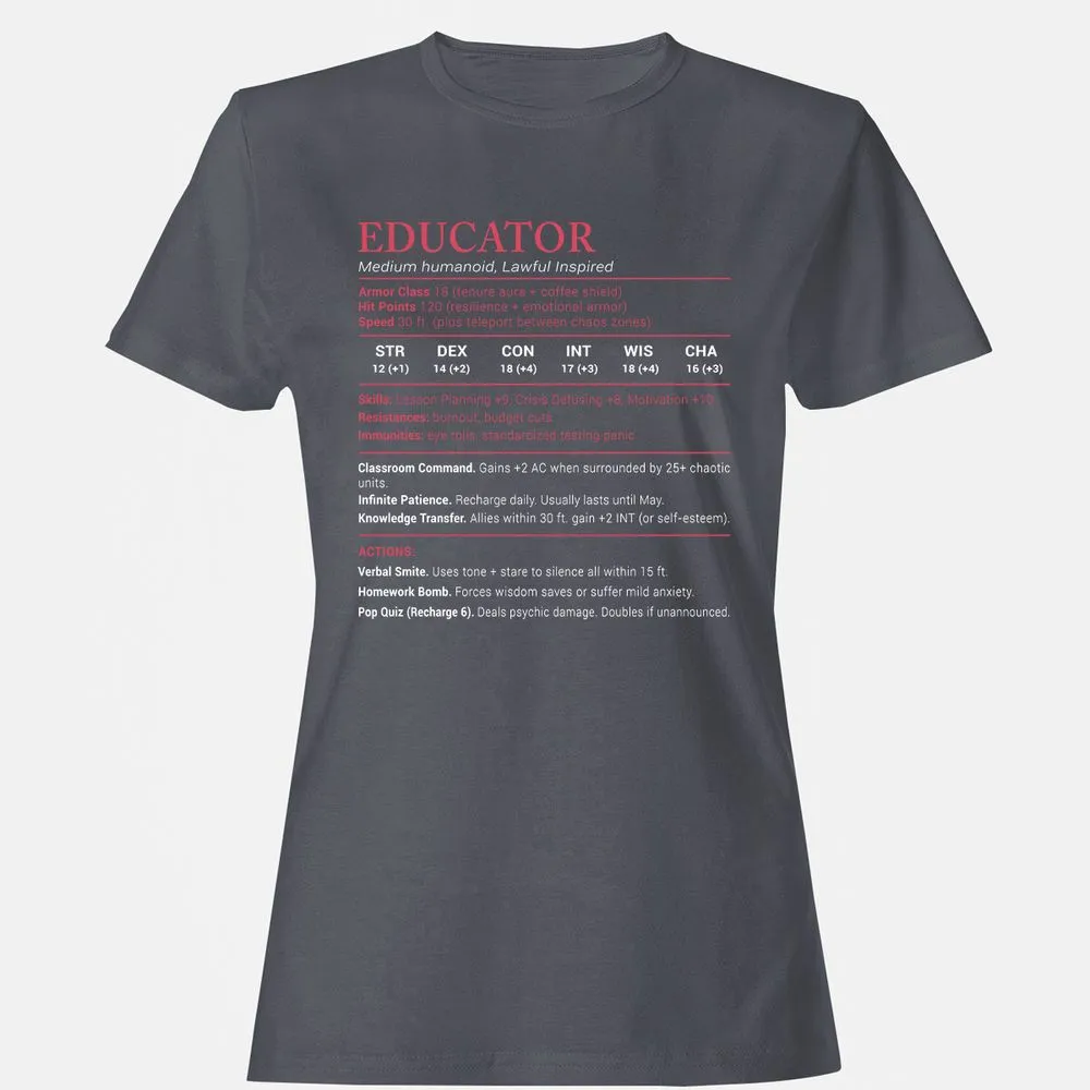 Educator Stats Women's T-Shirt - Dark Heather - 5