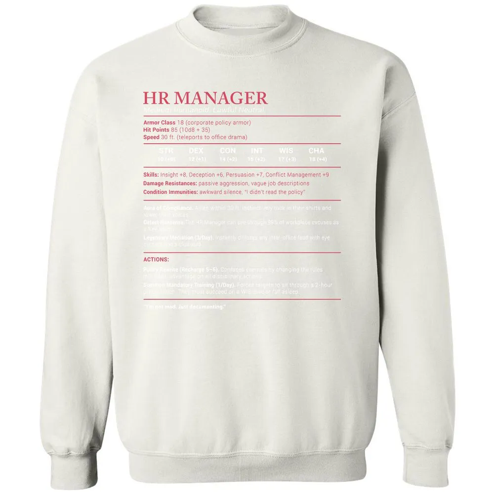 HR Manager Stats Classic Unisex Sweatshirt - White - 12