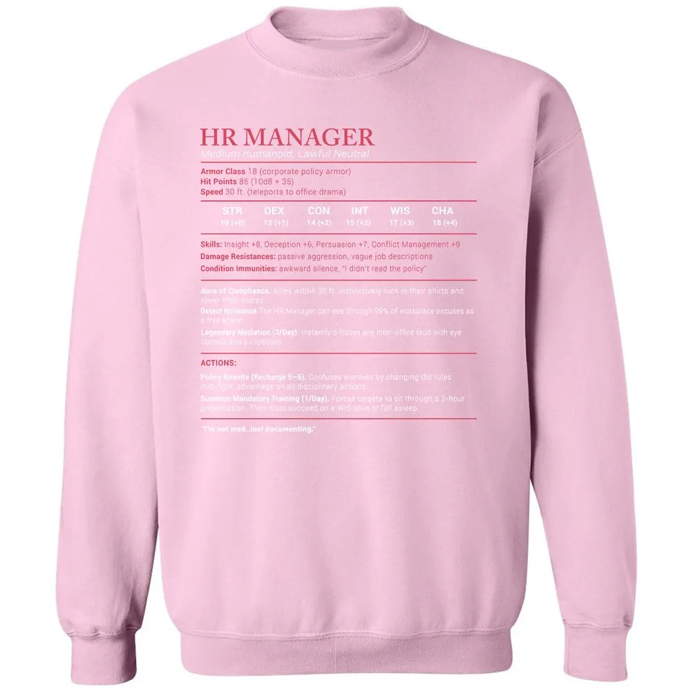 HR Manager Stats Classic Unisex Sweatshirt - Light Pink - 3