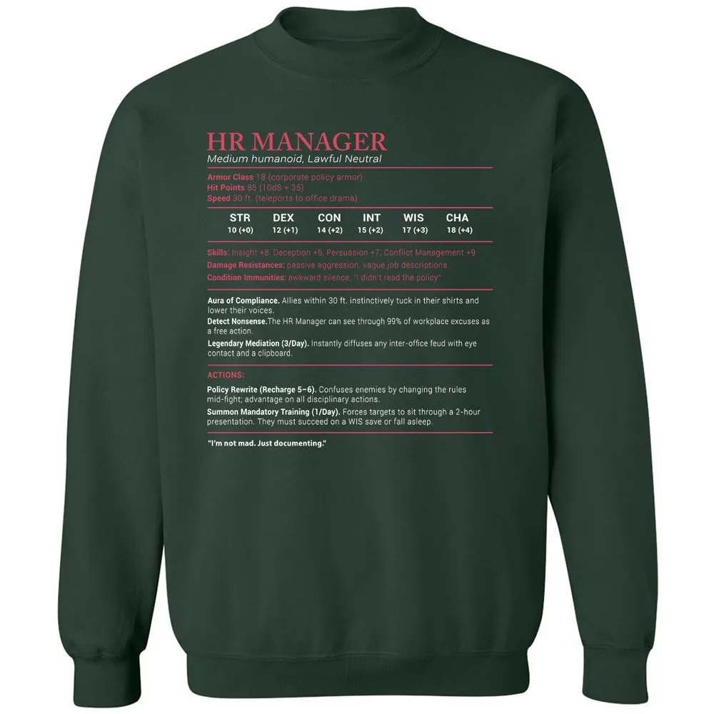 HR Manager Stats Classic Unisex Sweatshirt - Forest Green - 4