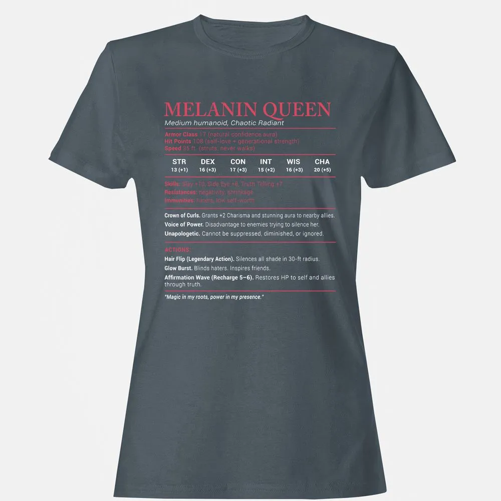 Melanin Queen Stats Women's T-Shirt - Charcoal - 3