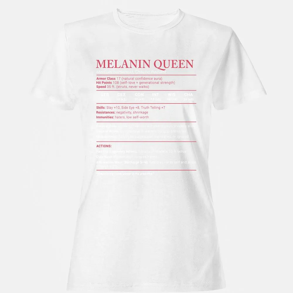 Melanin Queen Stats Women's T-Shirt - White - 16