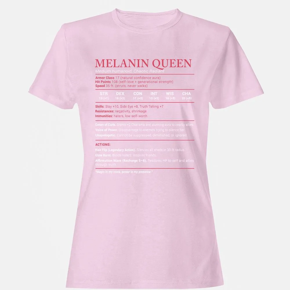 Melanin Queen Stats Women's T-Shirt - Light Pink - 9