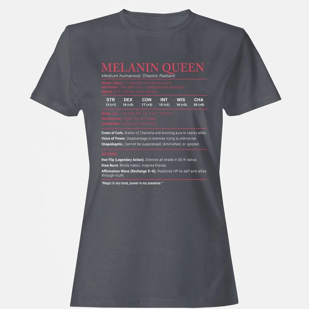 Melanin Queen Stats Women's T-Shirt - Dark Heather - 5