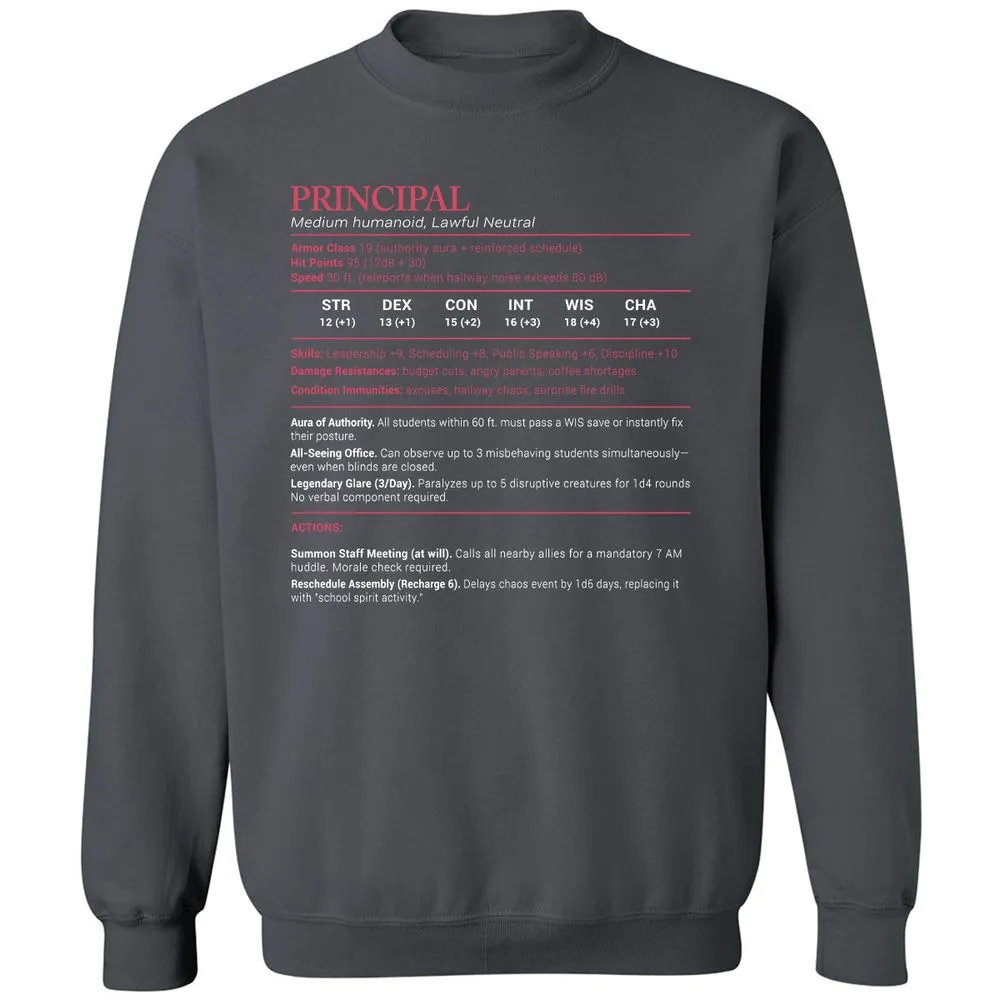 Principal Stats Classic Unisex Sweatshirt - Charcoal - 7