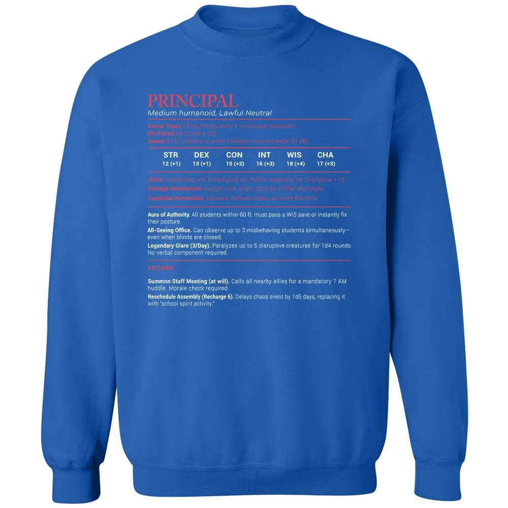 Principal Stats Classic Unisex Sweatshirt - Royal - 9