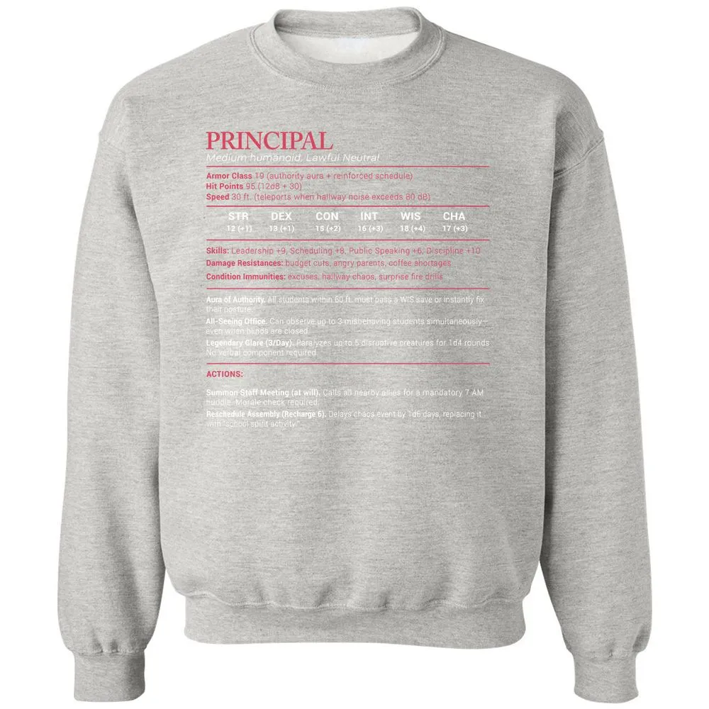 Principal Stats Classic Unisex Sweatshirt - Ash - 8