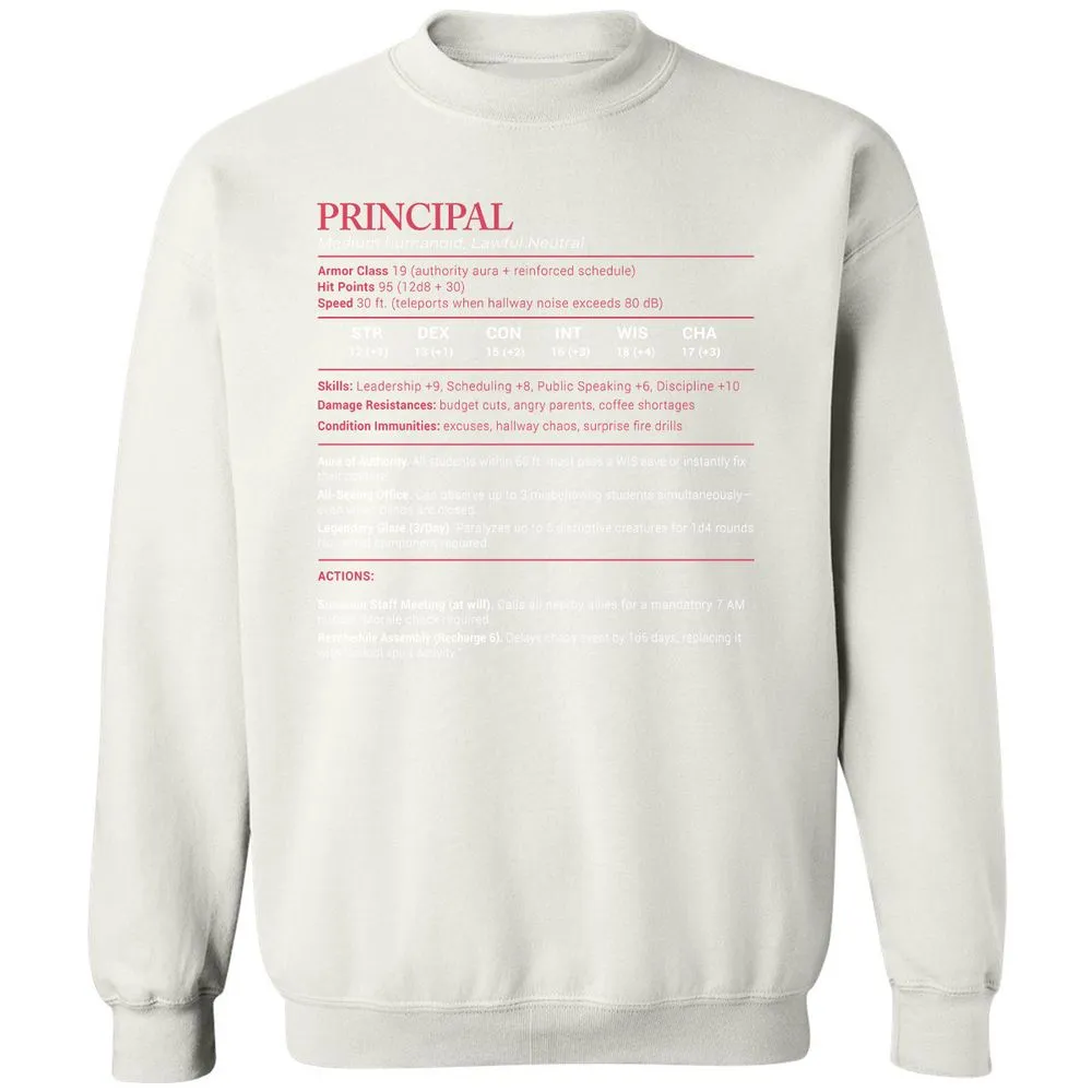 Principal Stats Classic Unisex Sweatshirt - White - 12