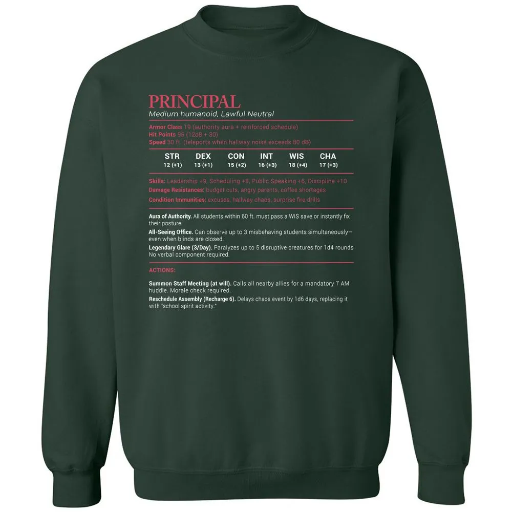Principal Stats Classic Unisex Sweatshirt - Forest Green - 4