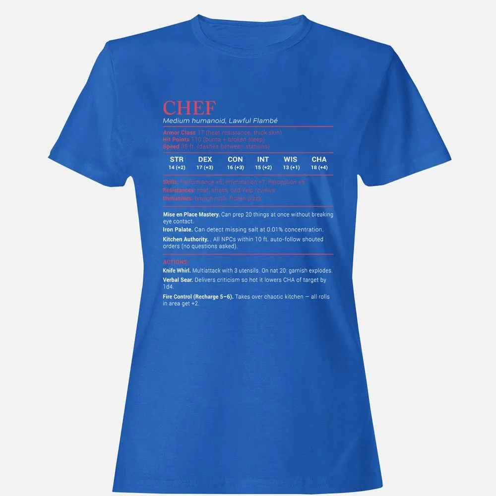 Chef Stats Women's T-Shirt - Royal - 14