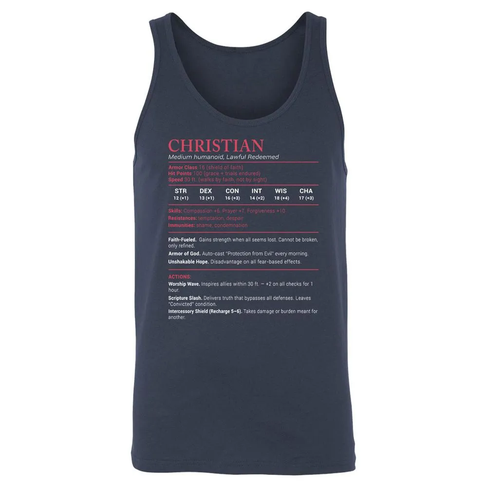 Chistian Stats Unisex Jersey Tank - Navy - 2