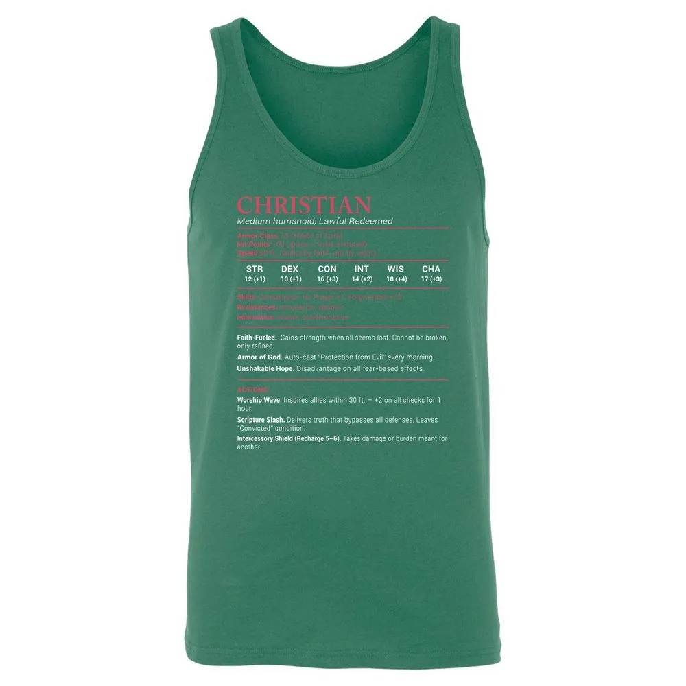 Chistian Stats Unisex Jersey Tank - Kelly - 9