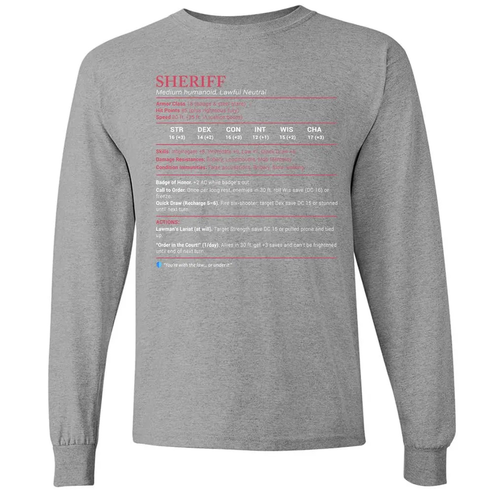 Sheriff Stats Long Sleeve T-Shirt - Graphite Heather - 6
