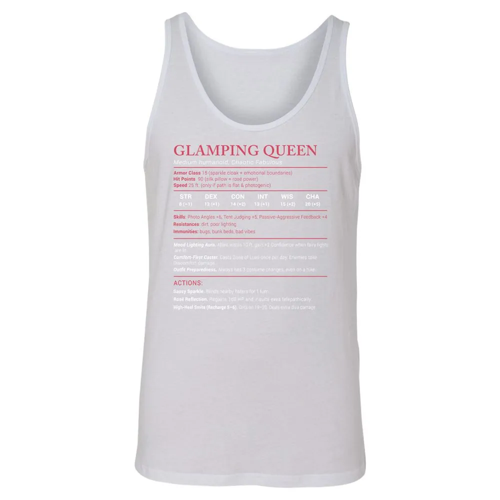 Glamping Queen Stats Unisex Jersey Tank - White - 14