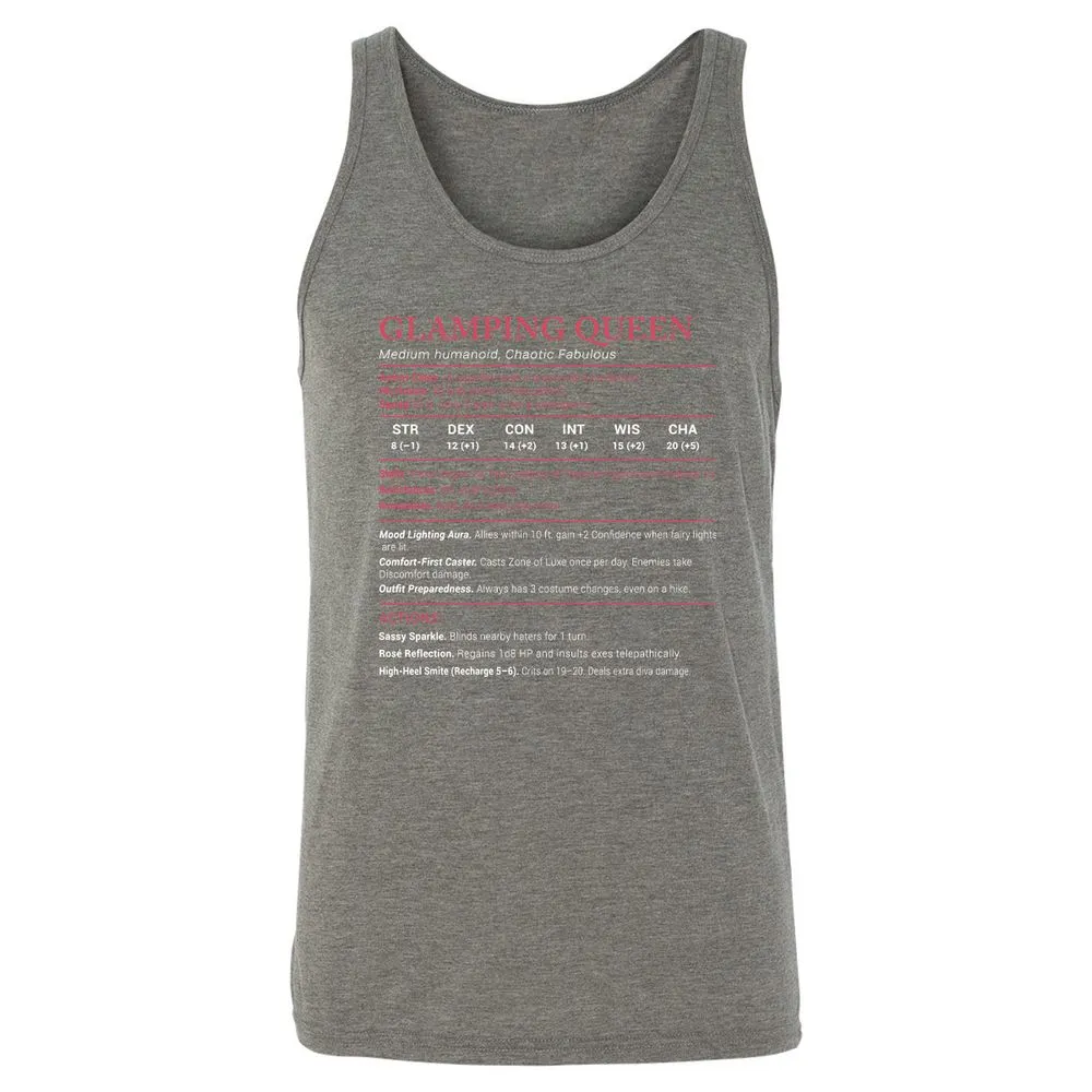 Glamping Queen Stats Unisex Jersey Tank - Grey Triblend - 8