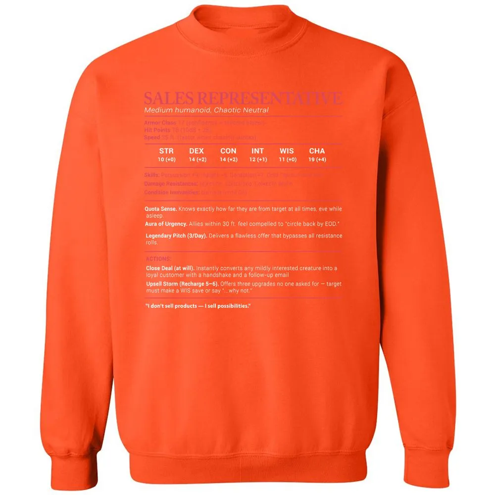 Sales Presentative Stats Classic Unisex Sweatshirt - Orange - 10