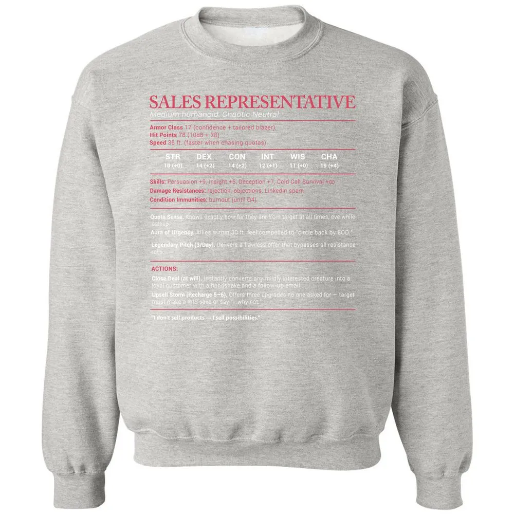 Sales Presentative Stats Classic Unisex Sweatshirt - Ash - 8