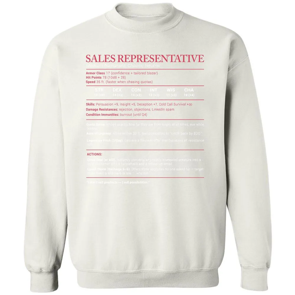 Sales Presentative Stats Classic Unisex Sweatshirt - White - 12