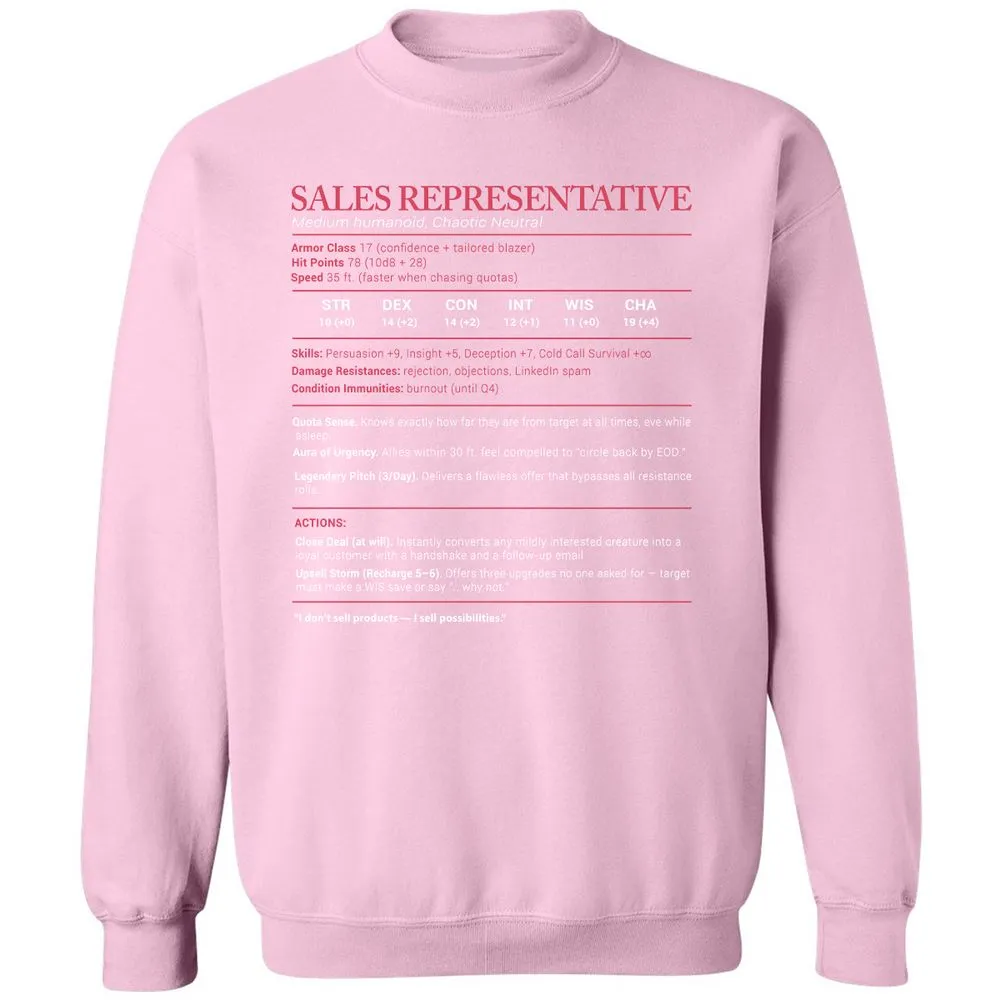 Sales Presentative Stats Classic Unisex Sweatshirt - Light Pink - 3