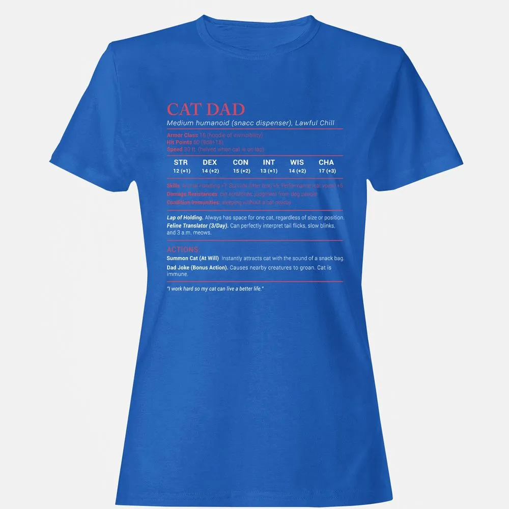 Cat Dad Stats Women's T-Shirt - Royal - 14