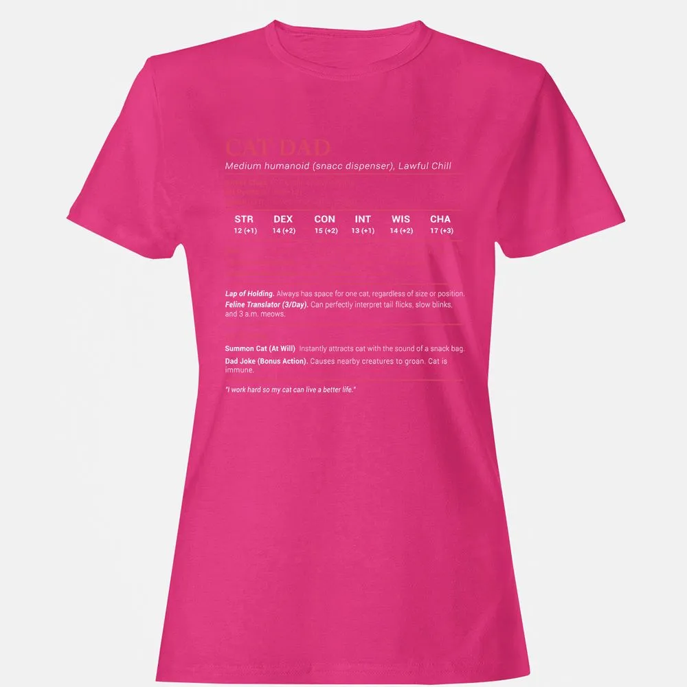 Cat Dad Stats Women's T-Shirt - Heliconia - 6