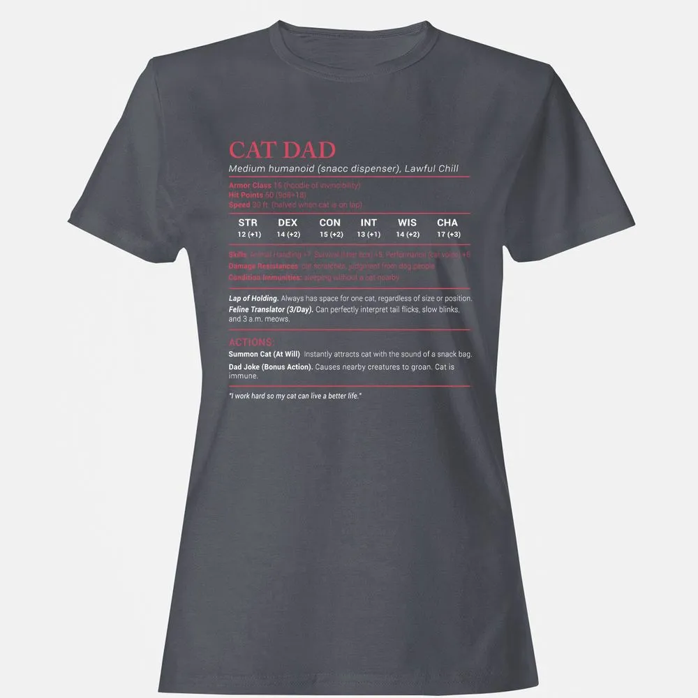 Cat Dad Stats Women's T-Shirt - Dark Heather - 5
