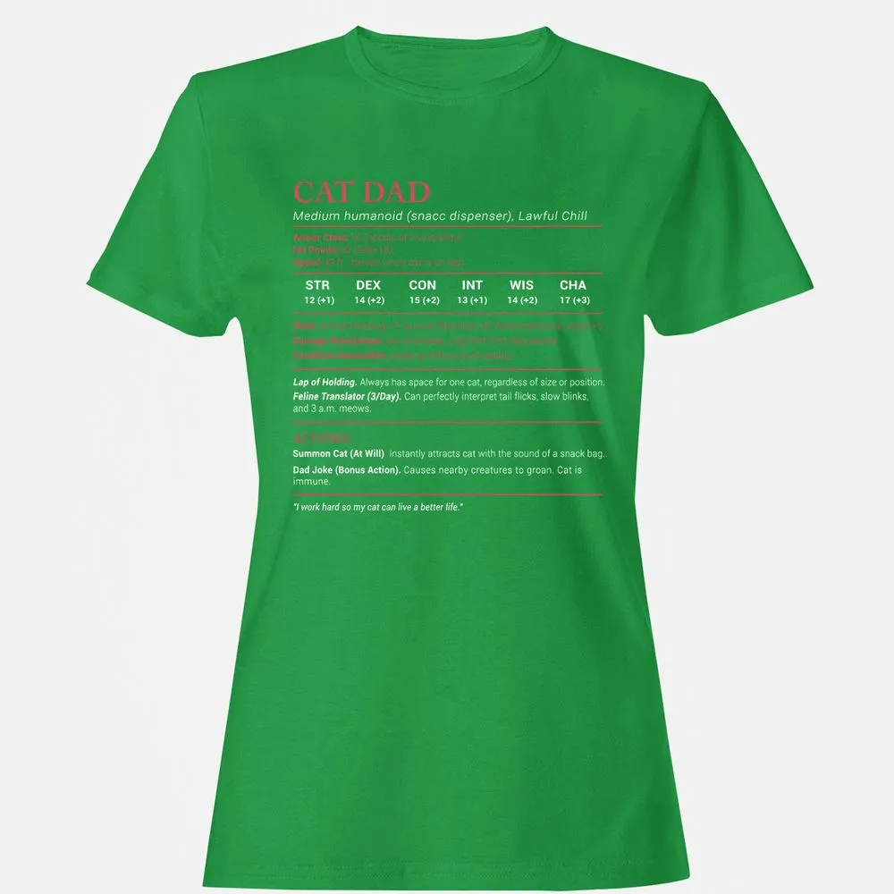 Cat Dad Stats Women's T-Shirt - Irish Green - 7