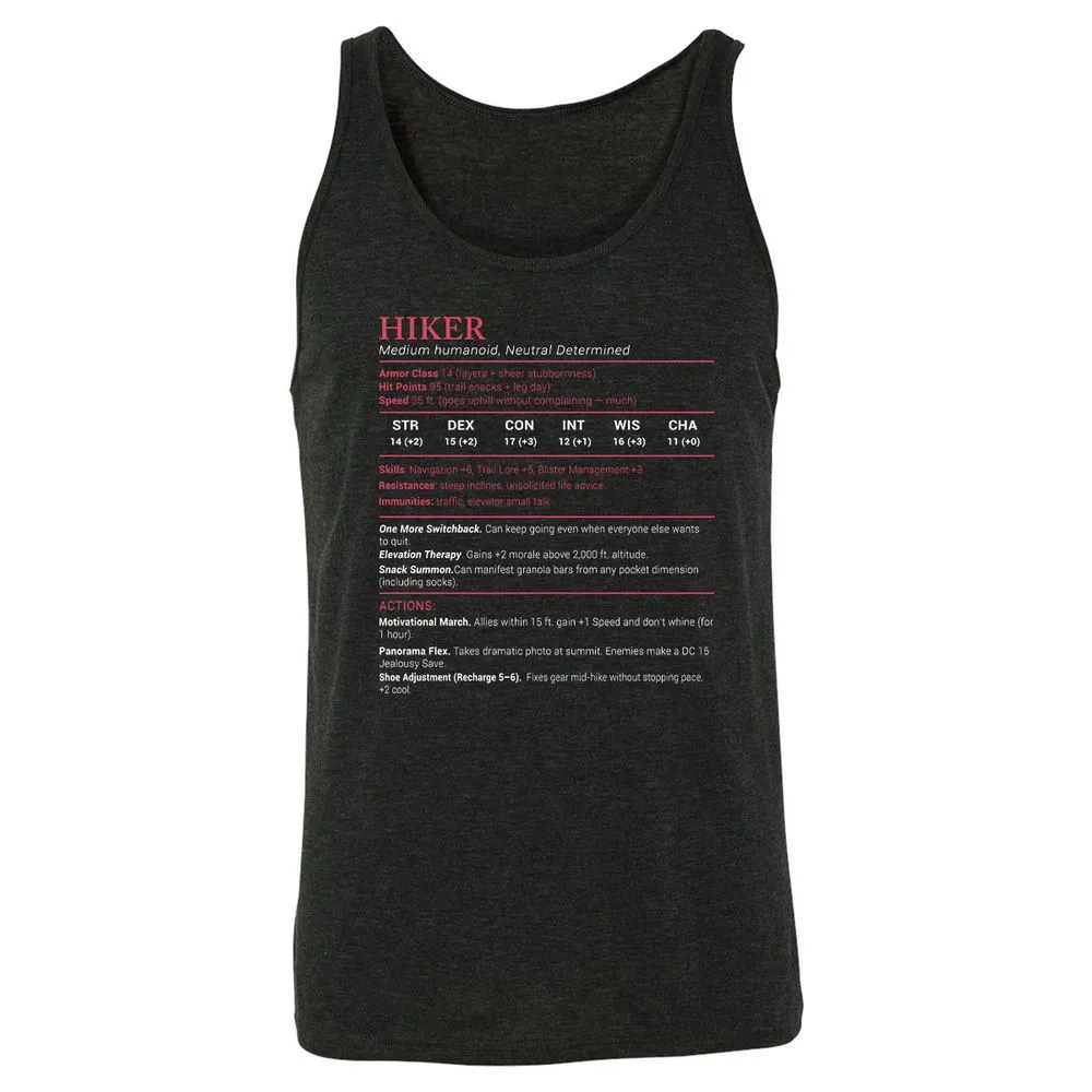 Hiker Stats Unisex Jersey Tank - Charcoal Black Triblend - 5