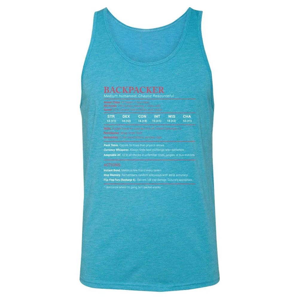 Backpacker Stats Unisex Jersey Tank - Aqua Triblend - 3