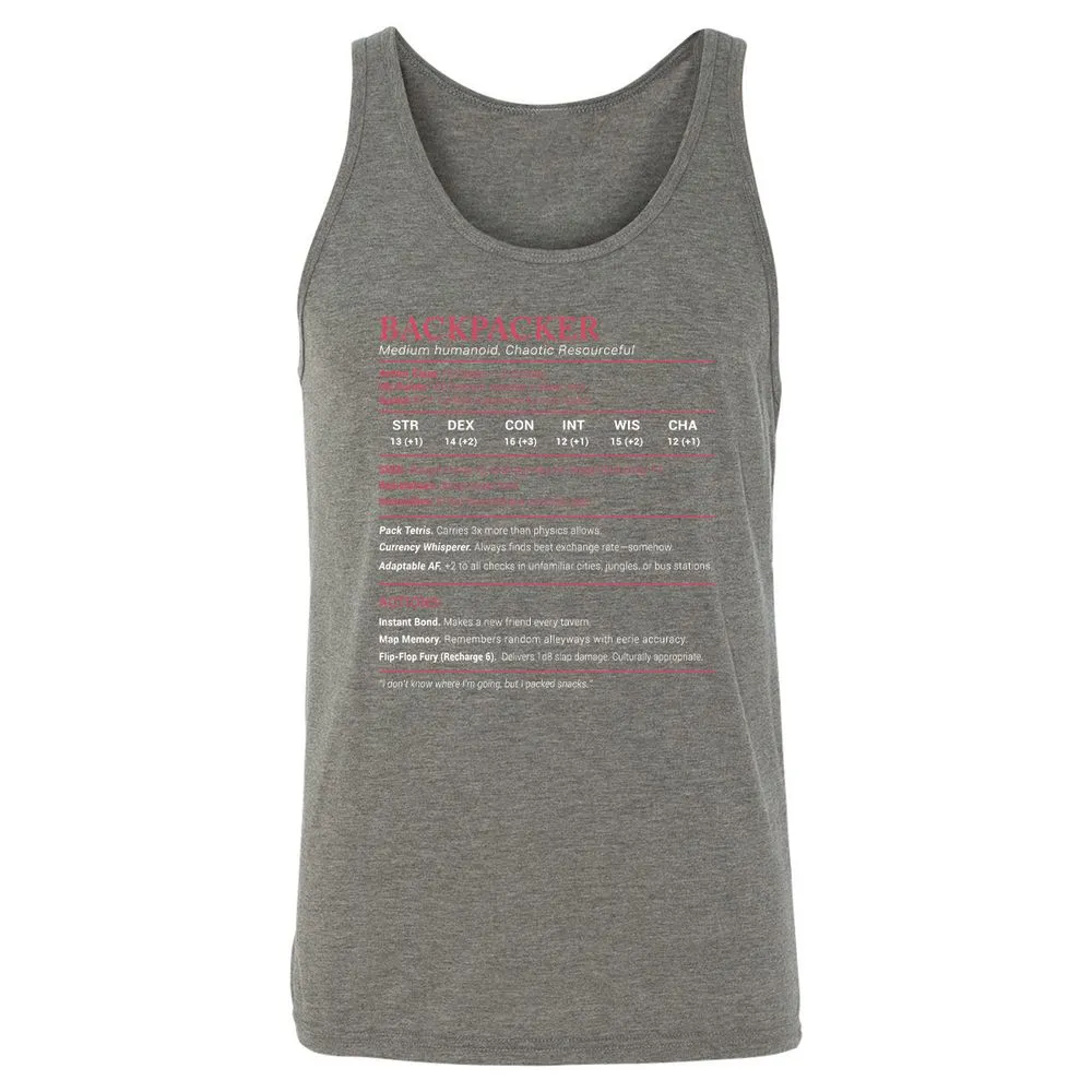 Backpacker Stats Unisex Jersey Tank - Grey Triblend - 8