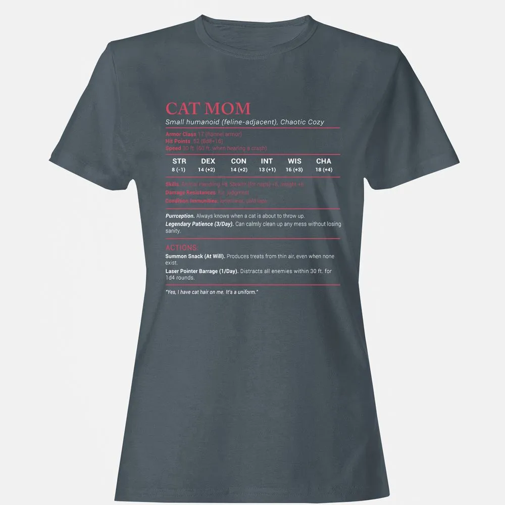 Cat Mom Stats Women's T-Shirt - Charcoal - 3