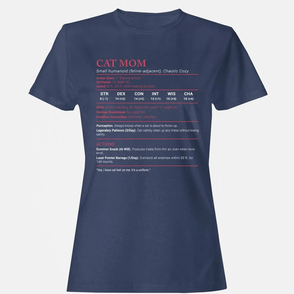 Cat Mom Stats Women's T-Shirt - Navy - 10