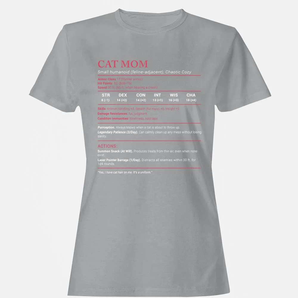 Cat Mom Stats Women's T-Shirt - Sport Grey - 15