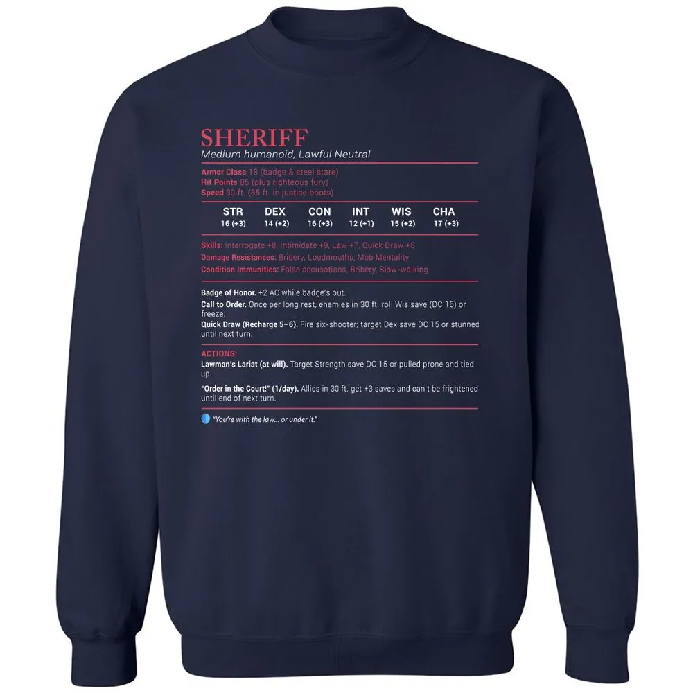 Sheriff Stats Classic Unisex Sweatshirt - Navy - 2