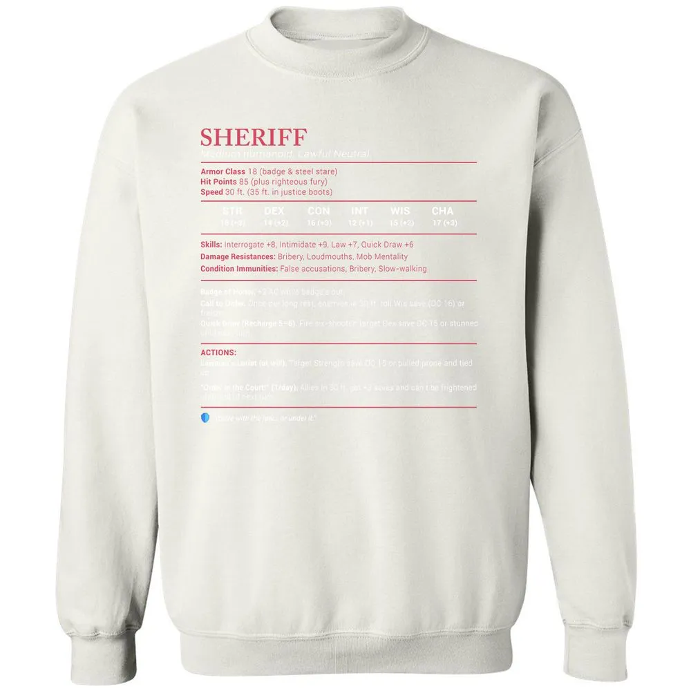Sheriff Stats Classic Unisex Sweatshirt - White - 12