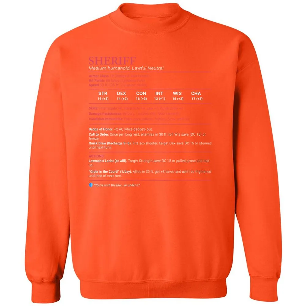 Sheriff Stats Classic Unisex Sweatshirt - Orange - 10