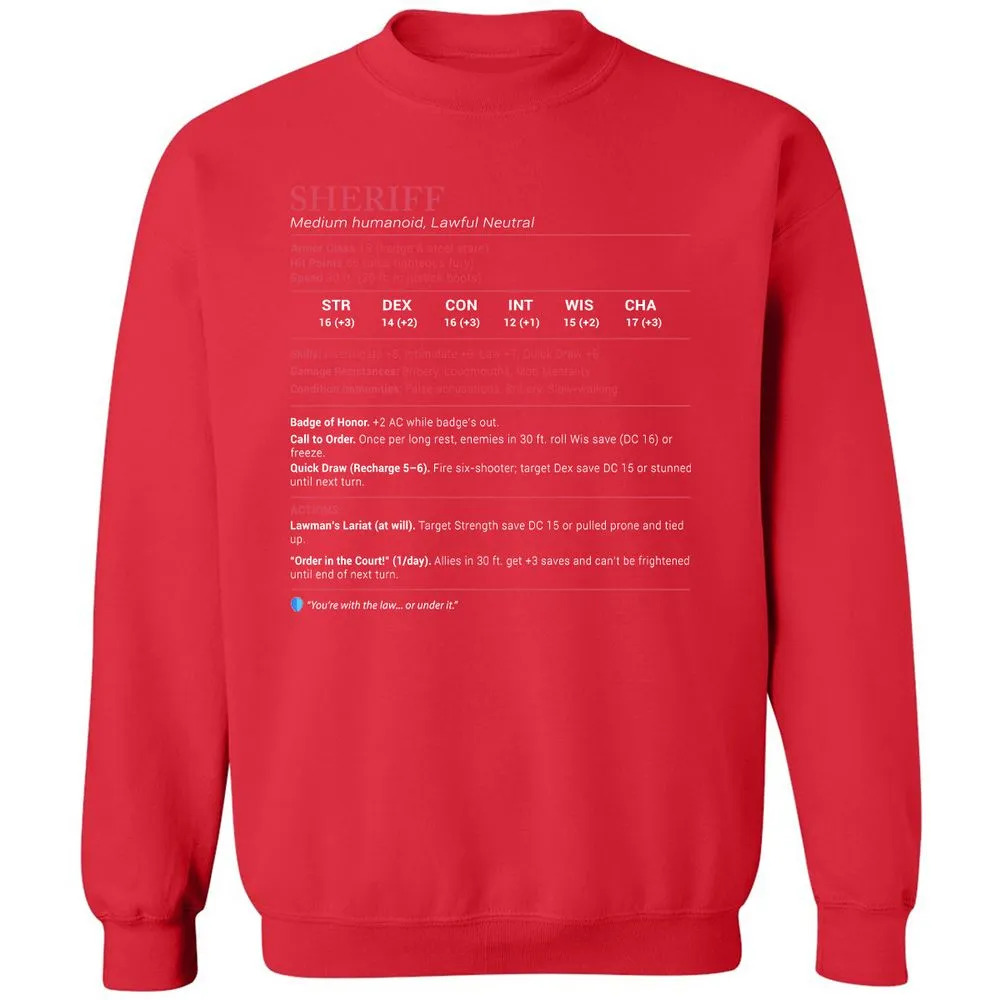 Sheriff Stats Classic Unisex Sweatshirt - Red - 5