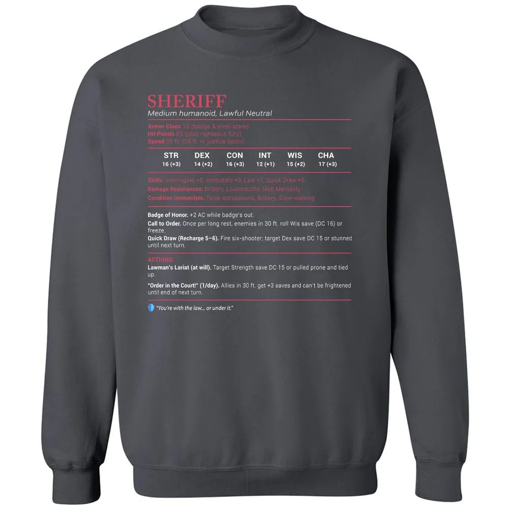 Sheriff Stats Classic Unisex Sweatshirt - Charcoal - 7