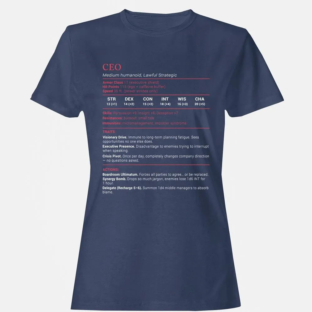 CEO Stats Women's T-Shirt - Navy - 10